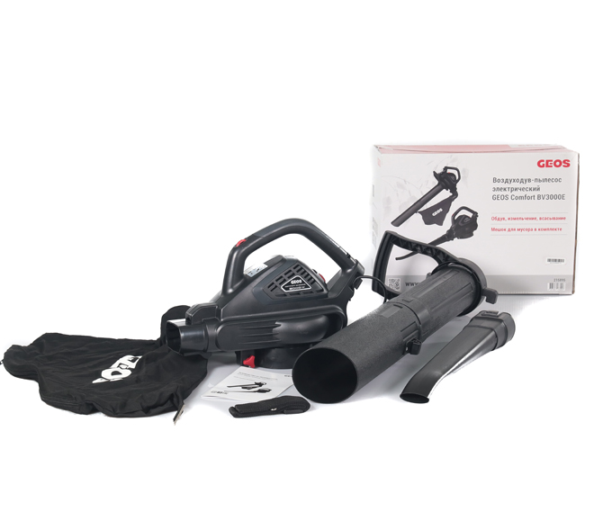 <b>Комплектация:</b>
- Воздуходув пылесос
- Комплект патрубков для выдува
- Комлект патрубков для всасывания
- Мешок для сбора (25 л)
- Ремень для ношения