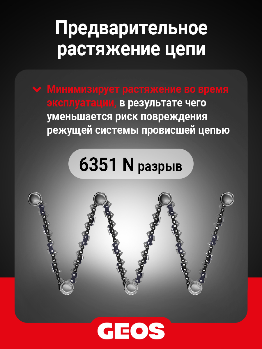 Цепь пильная GEOS 63LC 50 (14", 3/8" Low, 1.3мм, 50 звеньев, долото)
